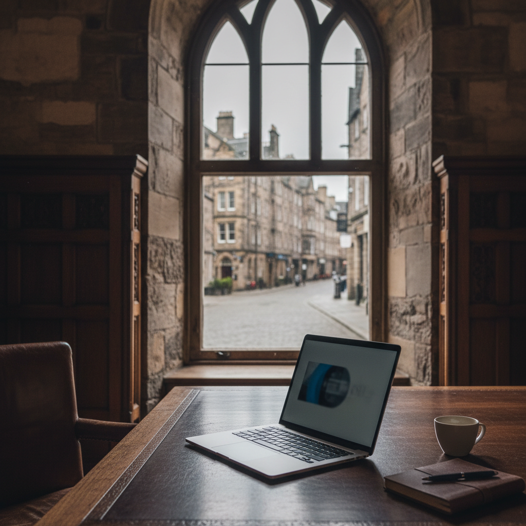 Strategic Social Media Management in Edinburgh Old Town editorial image